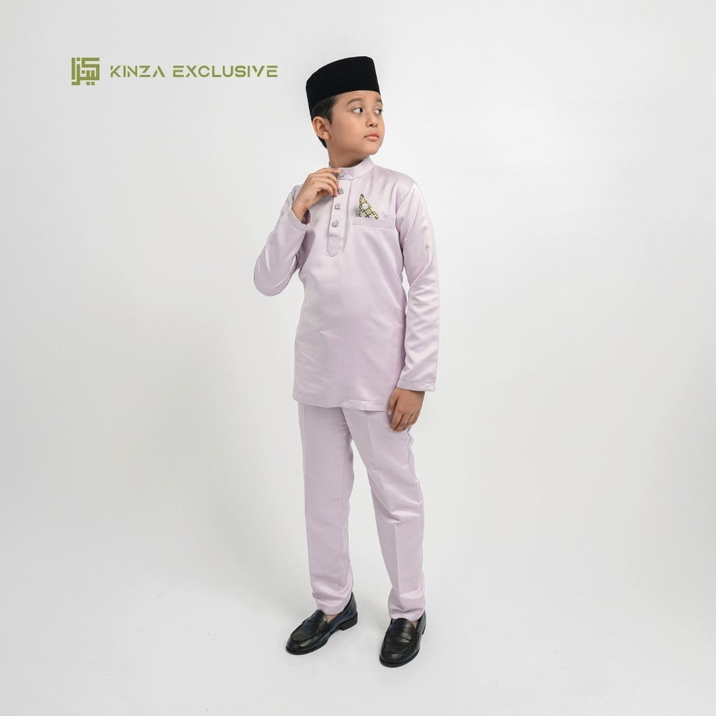 [PASTEL COLOR] Baju Melayu Kinza KIDS Premium [FREE BUTANG + HANDKERCHIEF] Satin Costume