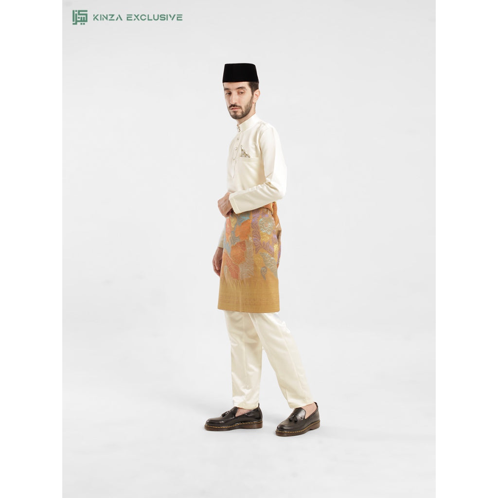 [SLIMFIT] Baju Melayu Kinza Premium CREAM [FREE BUTANG + HANDKERCHIEF + FREE PREMIUM BOX]