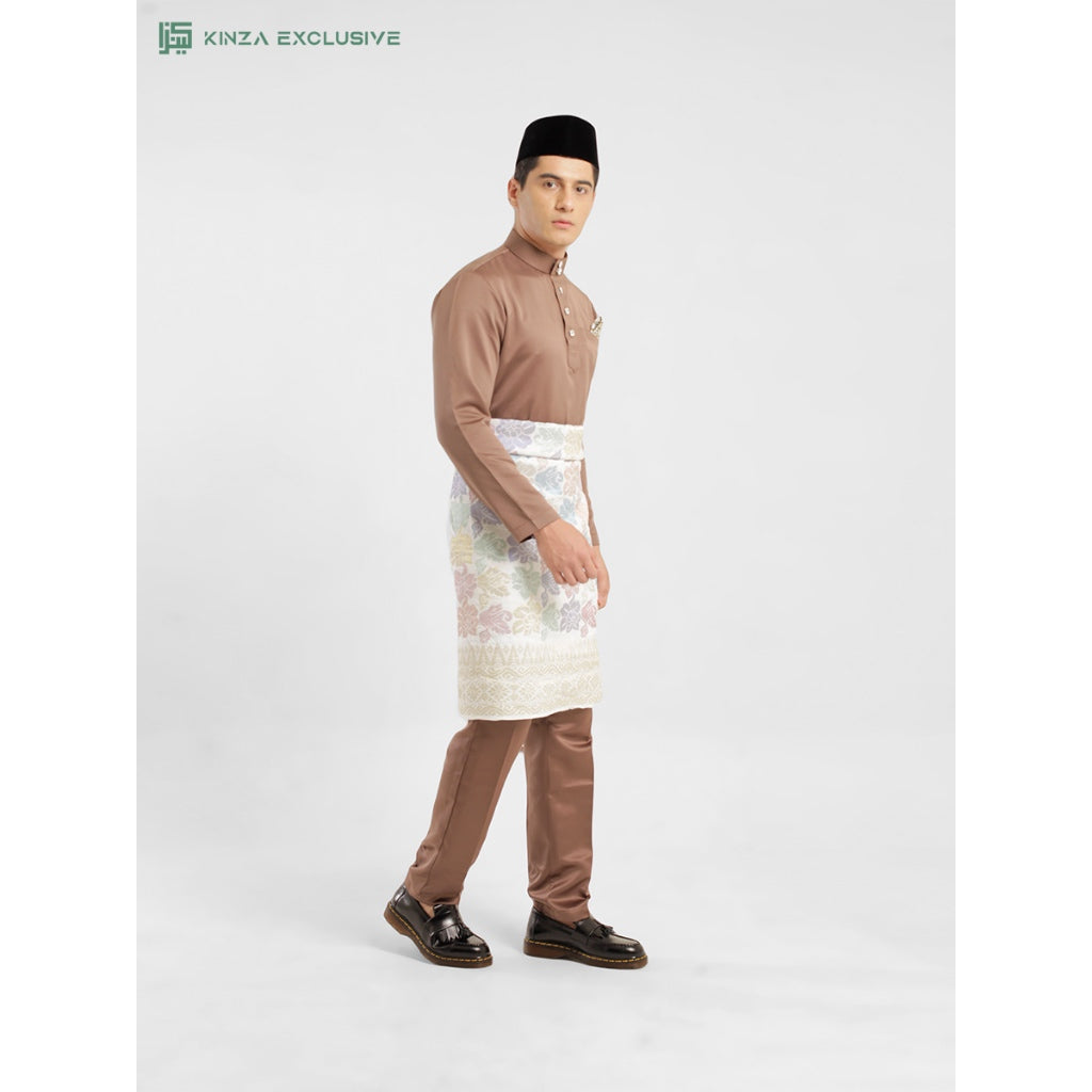 [SLIMFIT] Baju Melayu Kinza Premium DARK BROWN [FREE BUTANG + HANDKERCHIEF + FREE PREMIUM BOX]