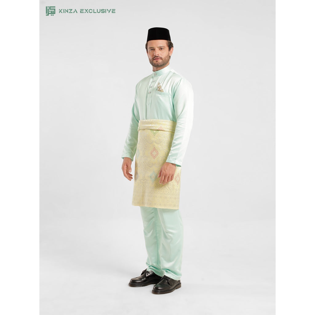 [SLIMFIT] Baju Melayu Kinza Premium MINT GREEN [FREE BUTANG + HANDKERCHIEF + FREE PREMIUM BOX]