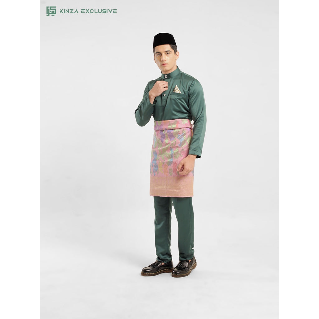[SLIMFIT] Baju Melayu Kinza Premium EMERALD GREEN [FREE BUTANG + HANDKERCHIEF + FREE PREMIUM BOX]