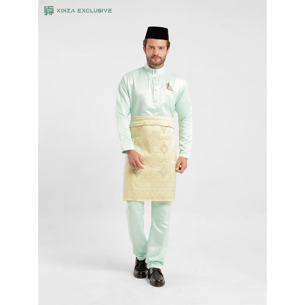 [SLIMFIT] Baju Melayu Kinza Premium MINT GREEN [FREE BUTANG + HANDKERCHIEF + FREE PREMIUM BOX]