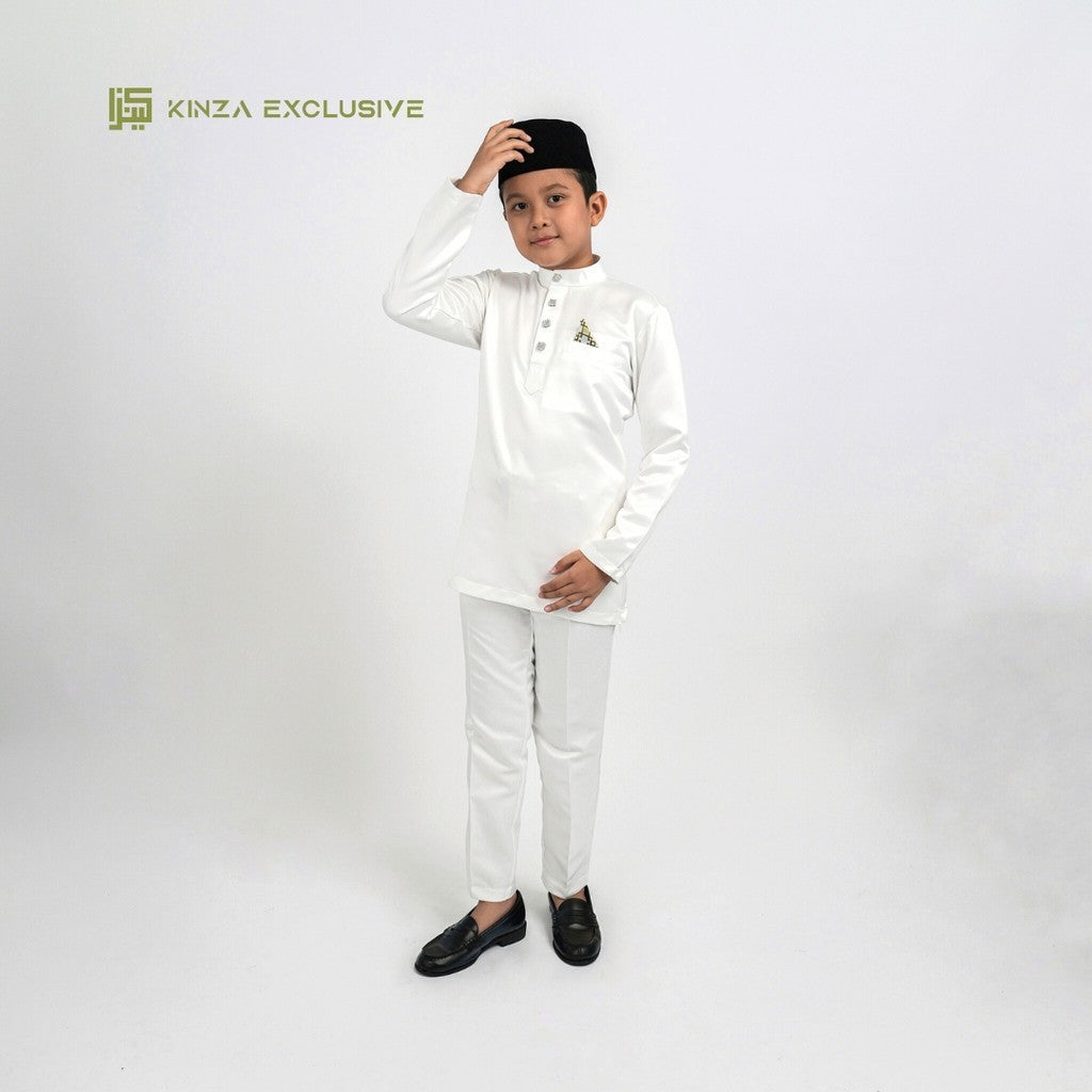 [PASTEL COLOR] Baju Melayu Kinza KIDS Premium [FREE BUTANG + HANDKERCHIEF] Satin Costume